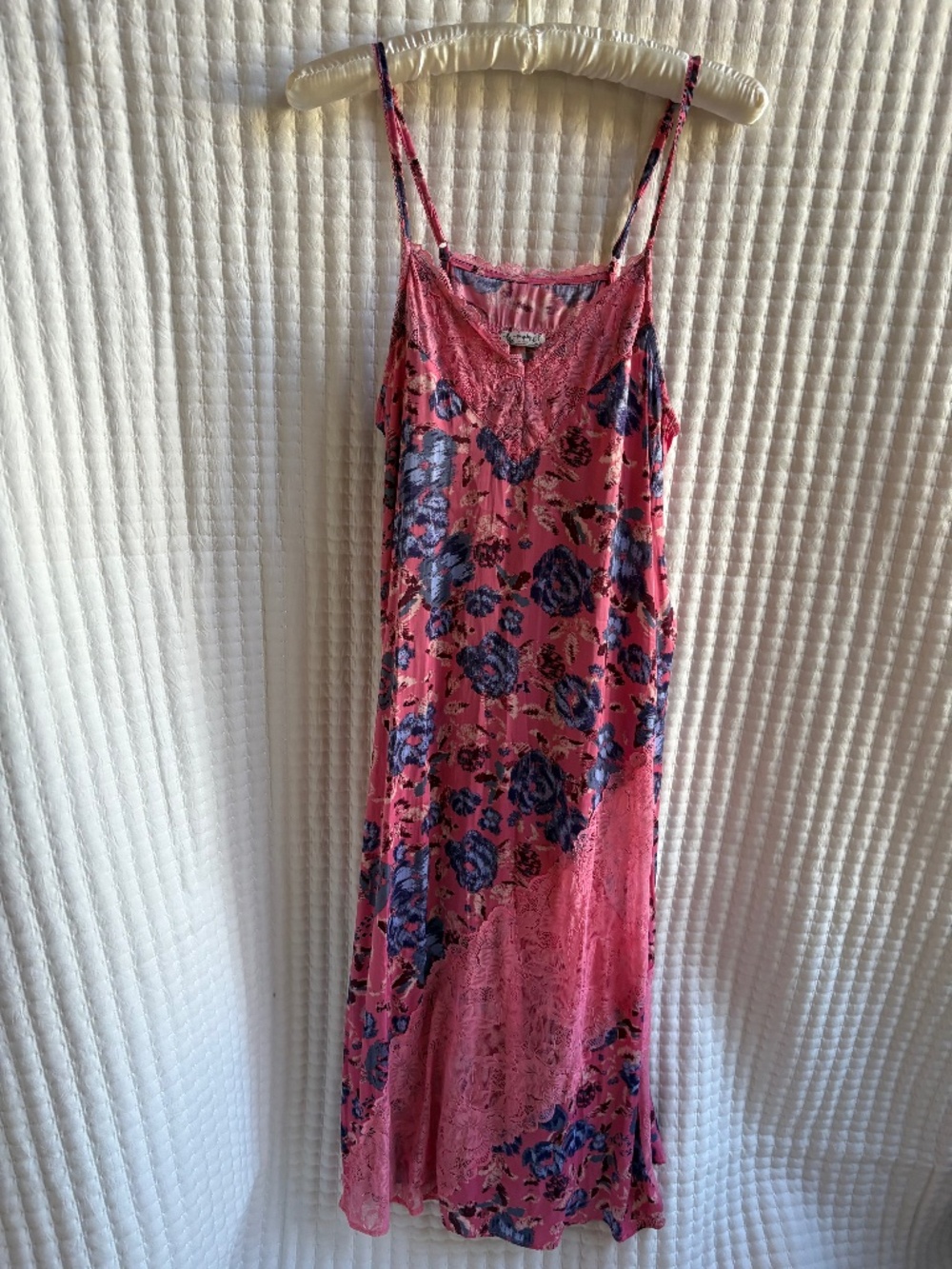Free People Intimately Pink Floral Lace Maxi Slip Dress Medium